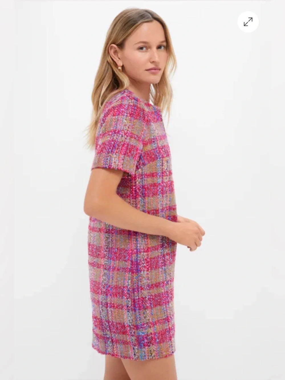 Hyacinth House-Tuckernuck Pink Multi Tweed Eadie Mini Dress Size M $148 NWT - Picture 7 of 10